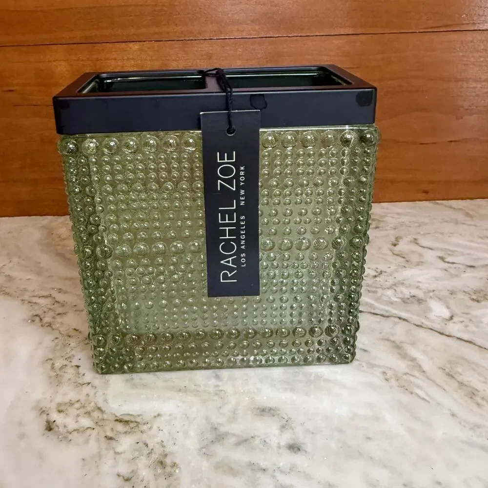 Rachel Zoe Toothbrush Holder Green Hobnail Glass